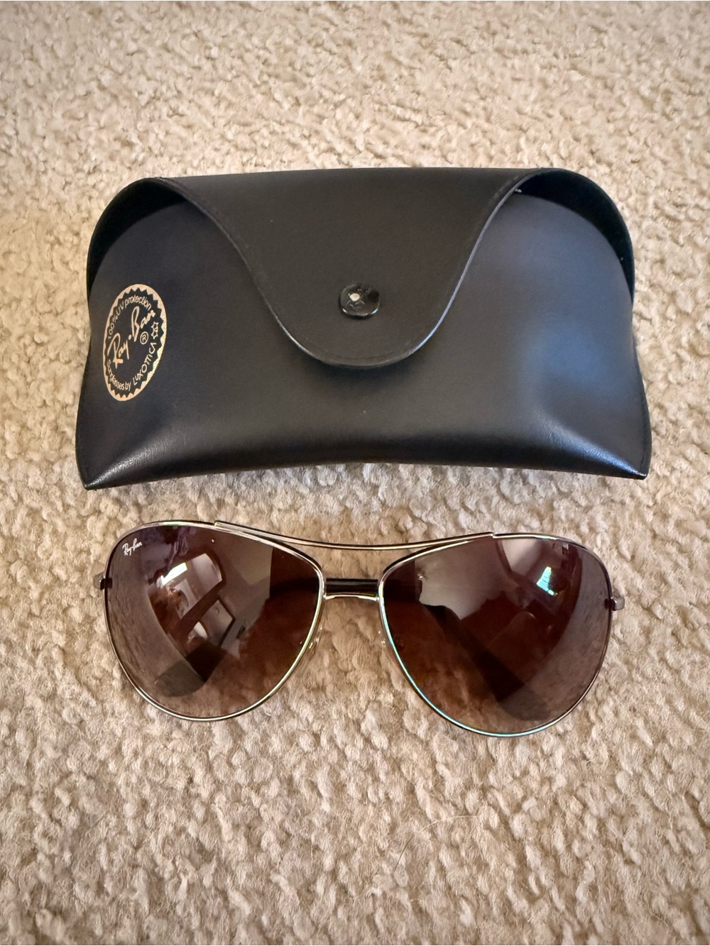 Ray-Ban Women's Aviator Sunglasses - Gold Frame, Brown Lenses